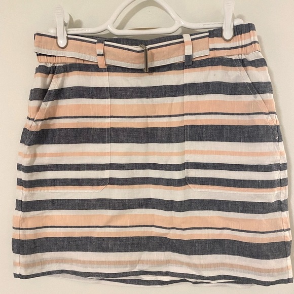 Striped skirt w/ pockets & stretchy, belted waist - Picture 1 of 2